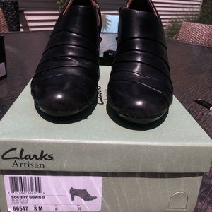 Black Leather Bootie Heel